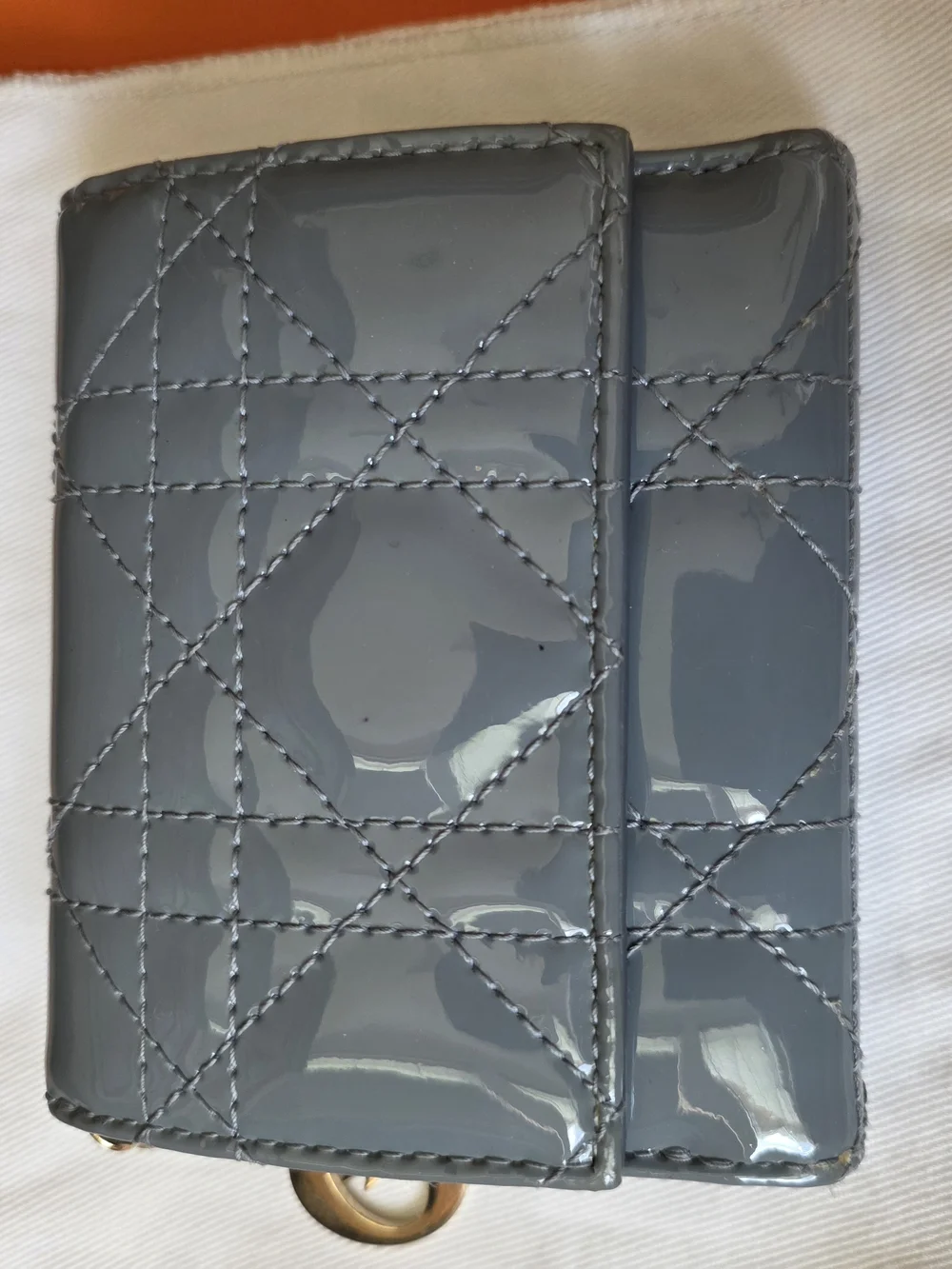Lady Dior Lotus Patent Quilted Wallet